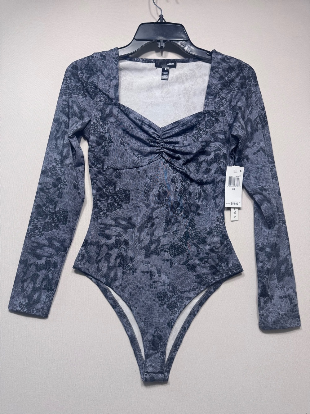 AQUA Women's Snake Print Sweetheart Neck Bodysuit,
